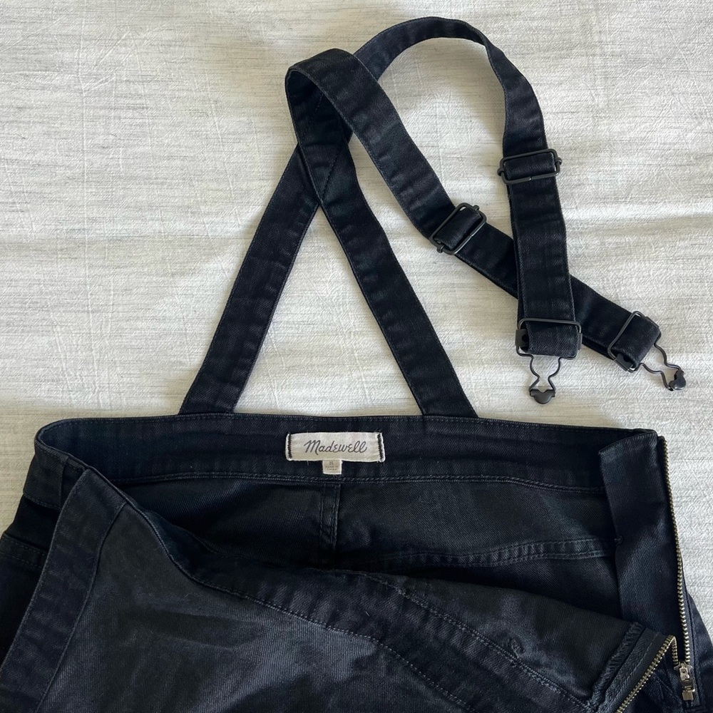 Madewell Washed Black Denim Overalls, Sz M